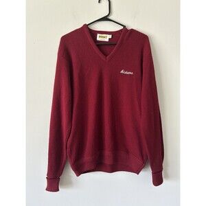 Men’s Red Retro Vintage V-Neck Alabama Sweater Size Large Made In USA